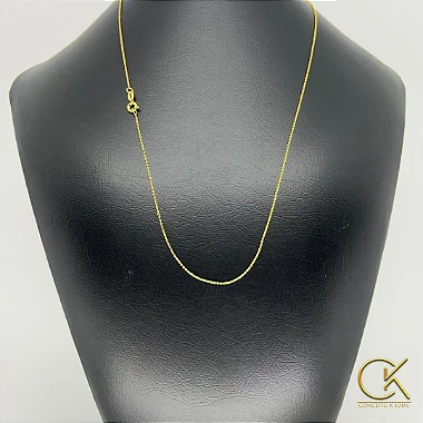 Corrente Cartier Cadeado Banhada em Ouro 18k -  1mm - Fecho Tradicional; conceitokjoias.com.br